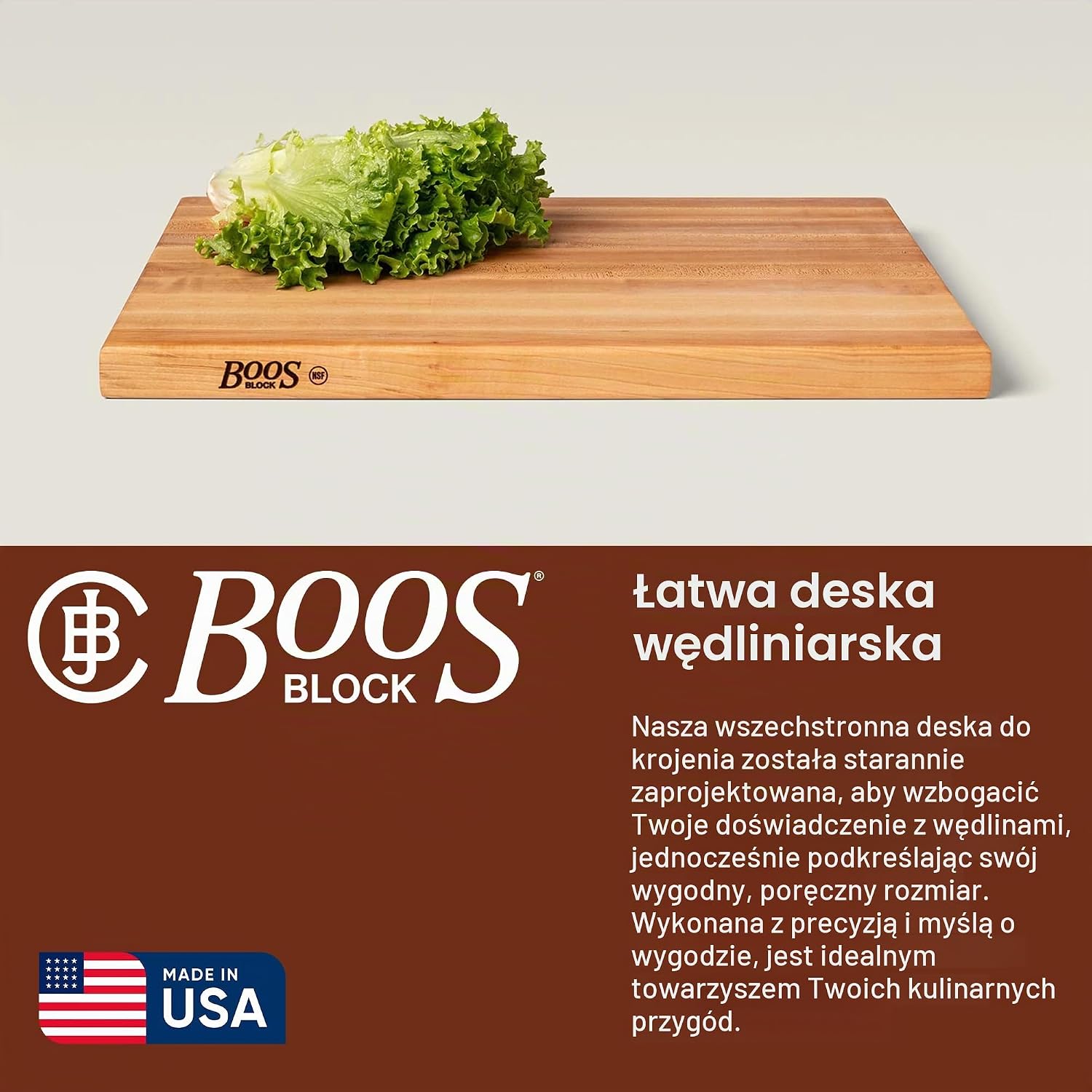 Detalle de John Boos Block R-Board R02 – dwustronna deska klonowa 61 × 45 × 3,8 cm