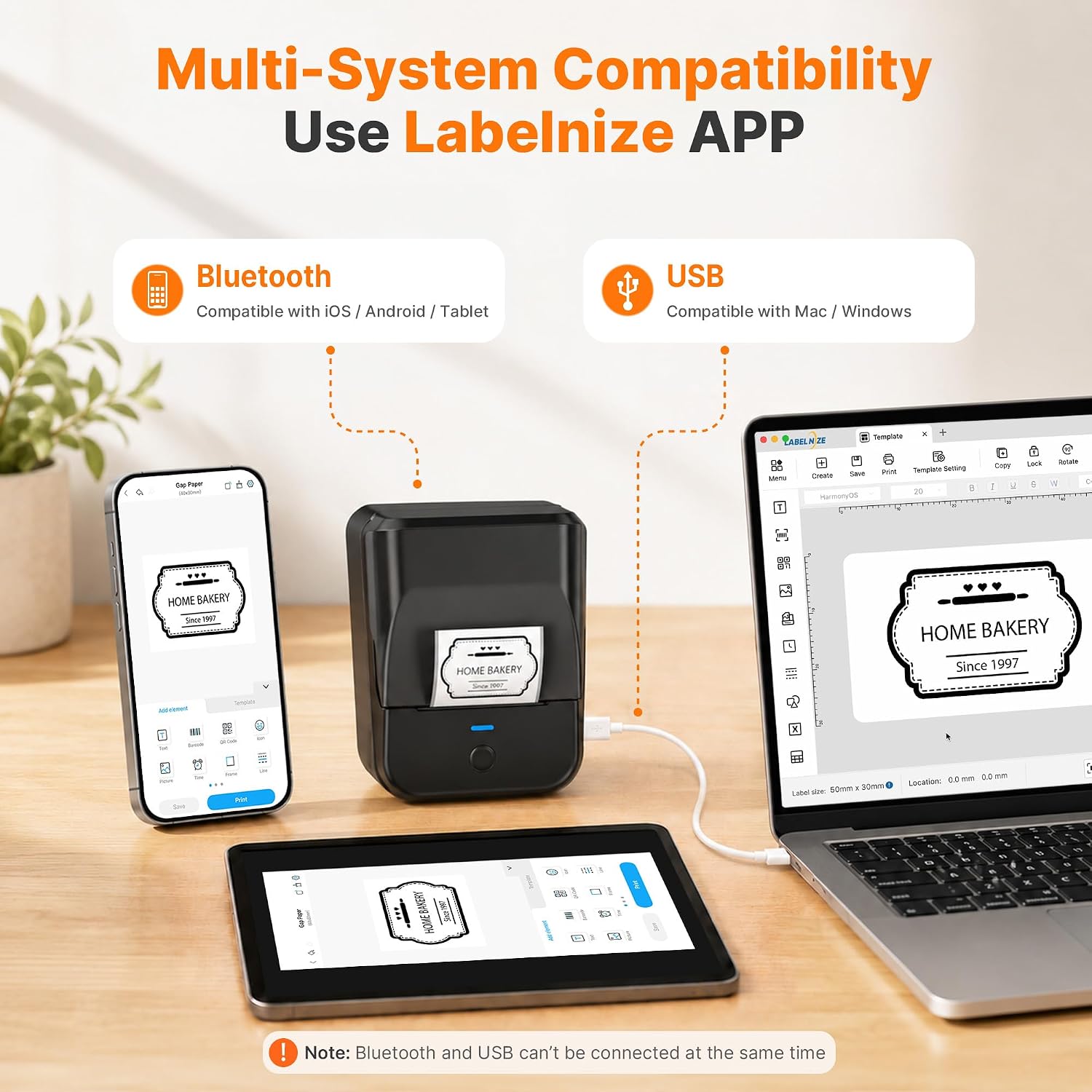Detalle 2 de TYPONOS PM240 Bluetooth Thermal Label Maker, 203 DPI, 3 Label Rolls