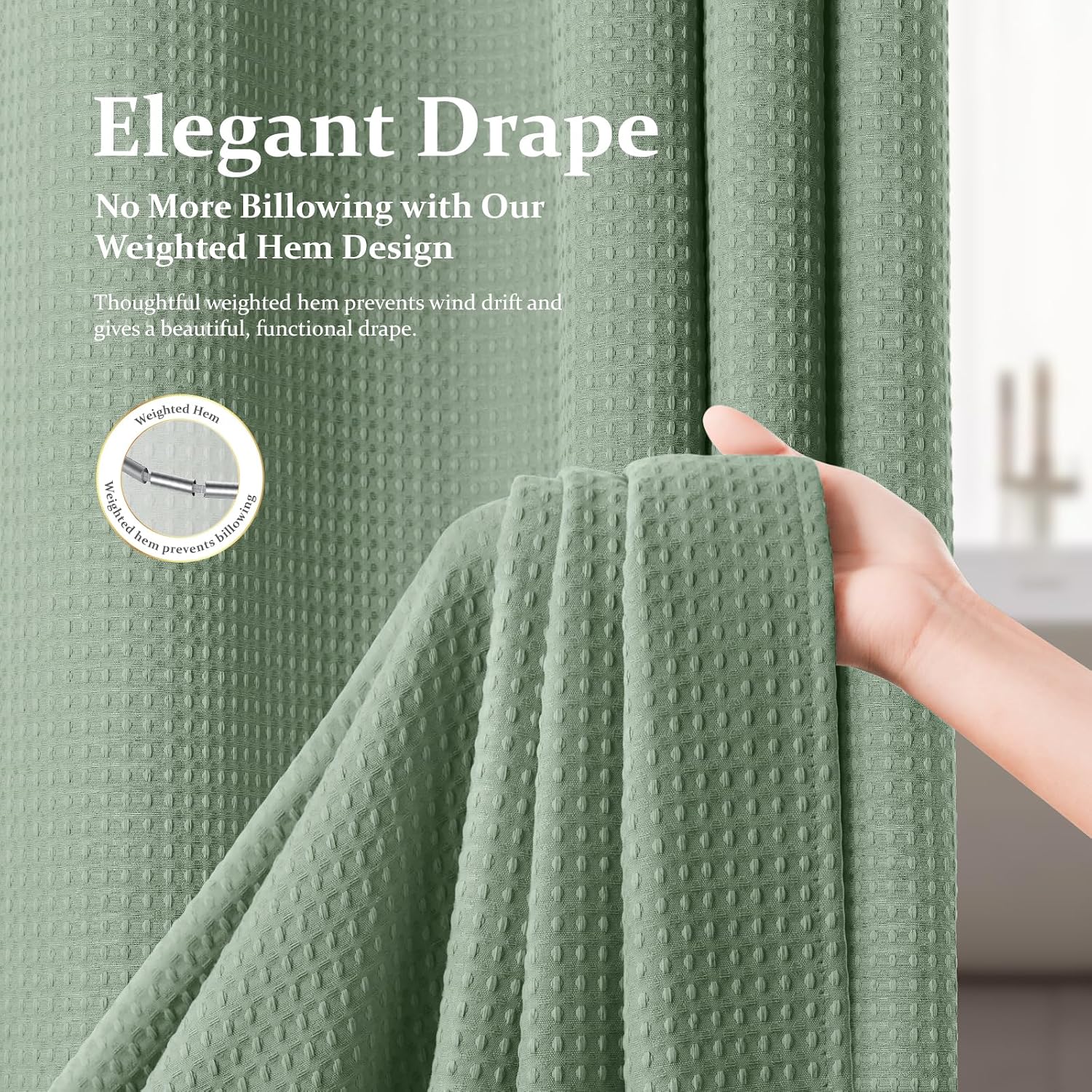 Thumbnail 5 de Dynamene Sage Green Shower Curtain 72x72