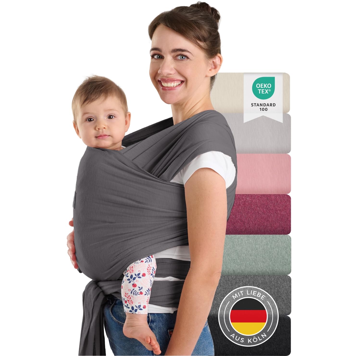 Laleni Babytragetuch für Neugeborene – 100% Bio-Baumwolle, elastisch bis 15 kg