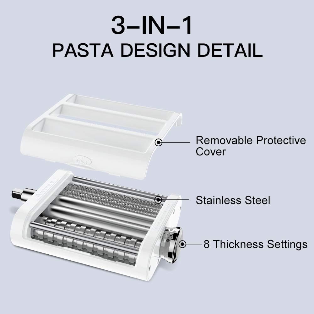 Thumbnail 6 de ANTREE 3-1 Pasta Maker Attachment for KitchenAid: Roller, Spaghetti Cutter & Fettuccine Cutter