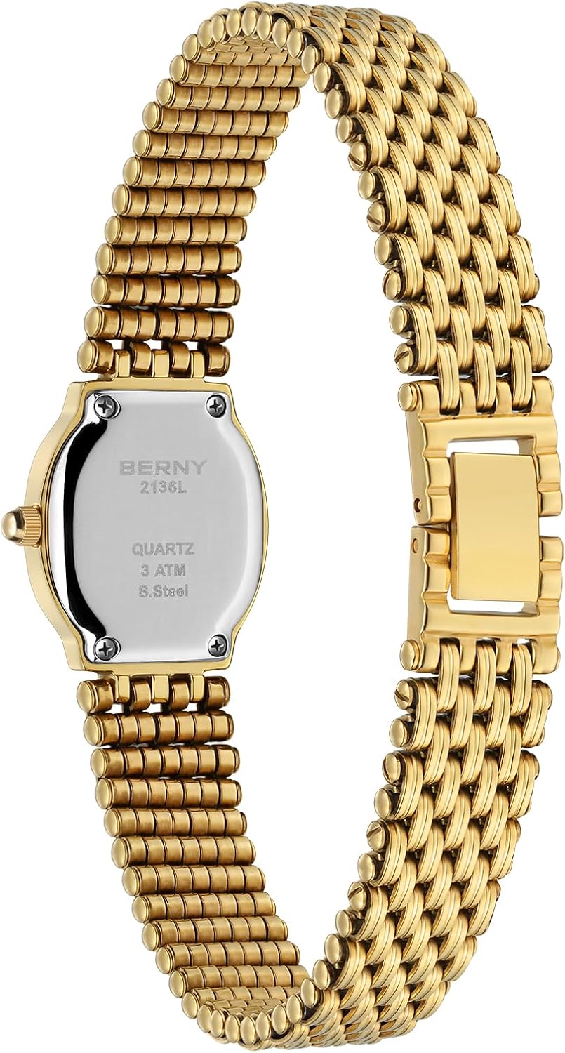 Thumbnail 2 de BERNY Gold Uhr Damen Oval Quarz Damenuhr