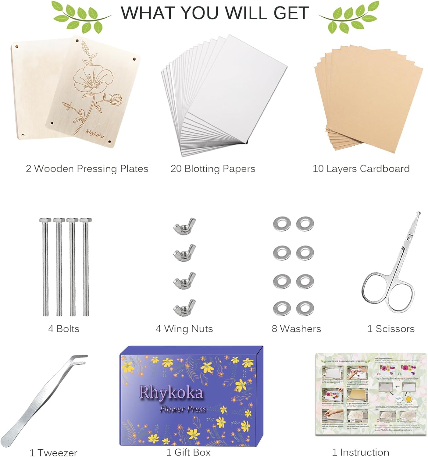 Thumbnail 2 de Rhykoka Large Flower Press Kit for Adults (10 Layers, 30 x 21cm) DIY wood flower pressing set