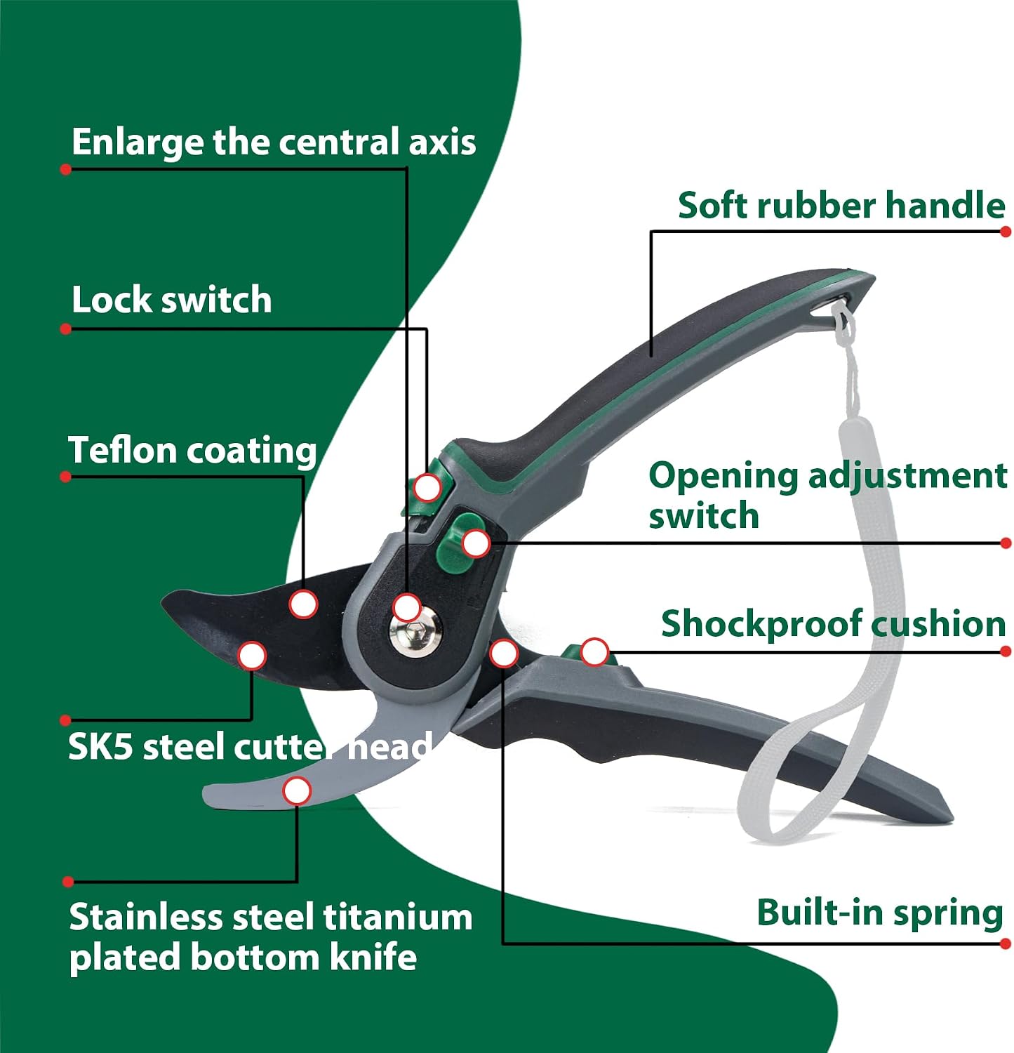 Thumbnail 1 de T TOVIA Garden Secateurs Heavy Duty: Ergonomic Bypass Pruning Shears with Adjustable Grip and SK5 Steel Blades