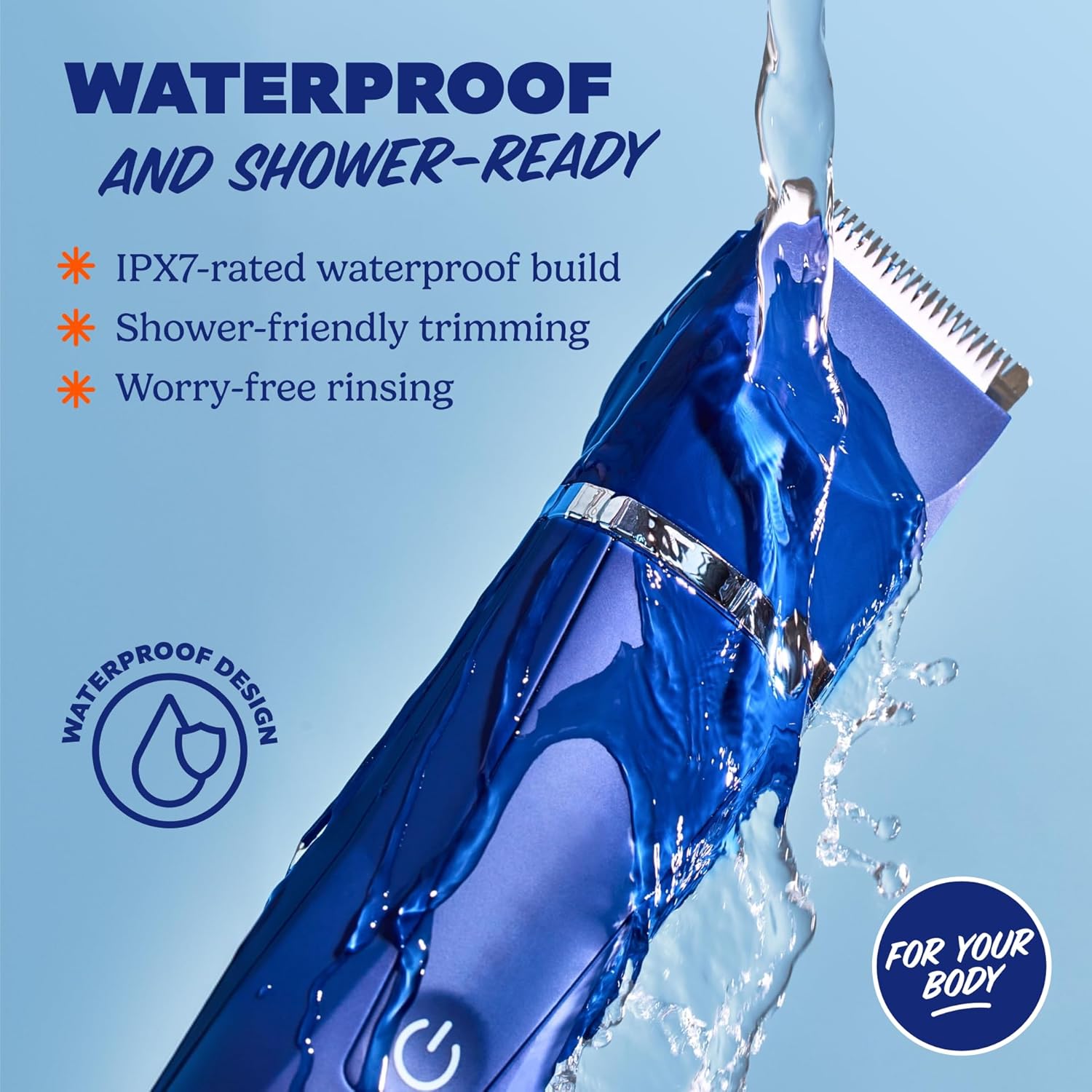 Detalle de Dollar Shave Club for Your Body Trimmer – Shower Safe Ceramic Blades with USB-C Rechargeable Power