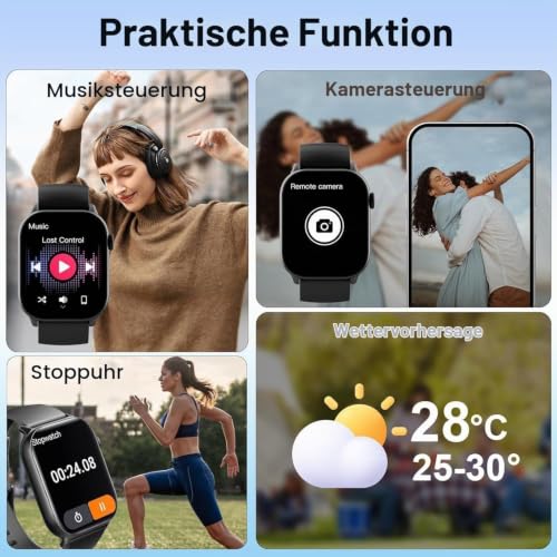 Thumbnail 5 de uaue Smartwatch Herren/Damen 1,96 Zoll HD-Touchscreen mit Telefonfunktion – IP68, 110+ Sportmodi