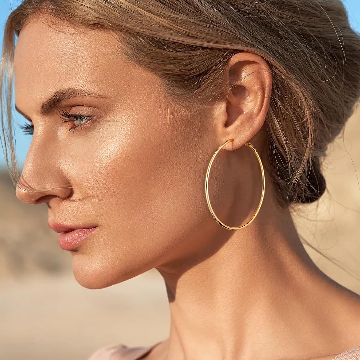 Thumbnail 4 de Gacimy Gold Hoop Earrings 2.4 in