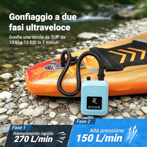 Detalle de CooSpo Pompa elettrica verticale per SUP: gonfiaggio ad alta pressione fino a 20 psi