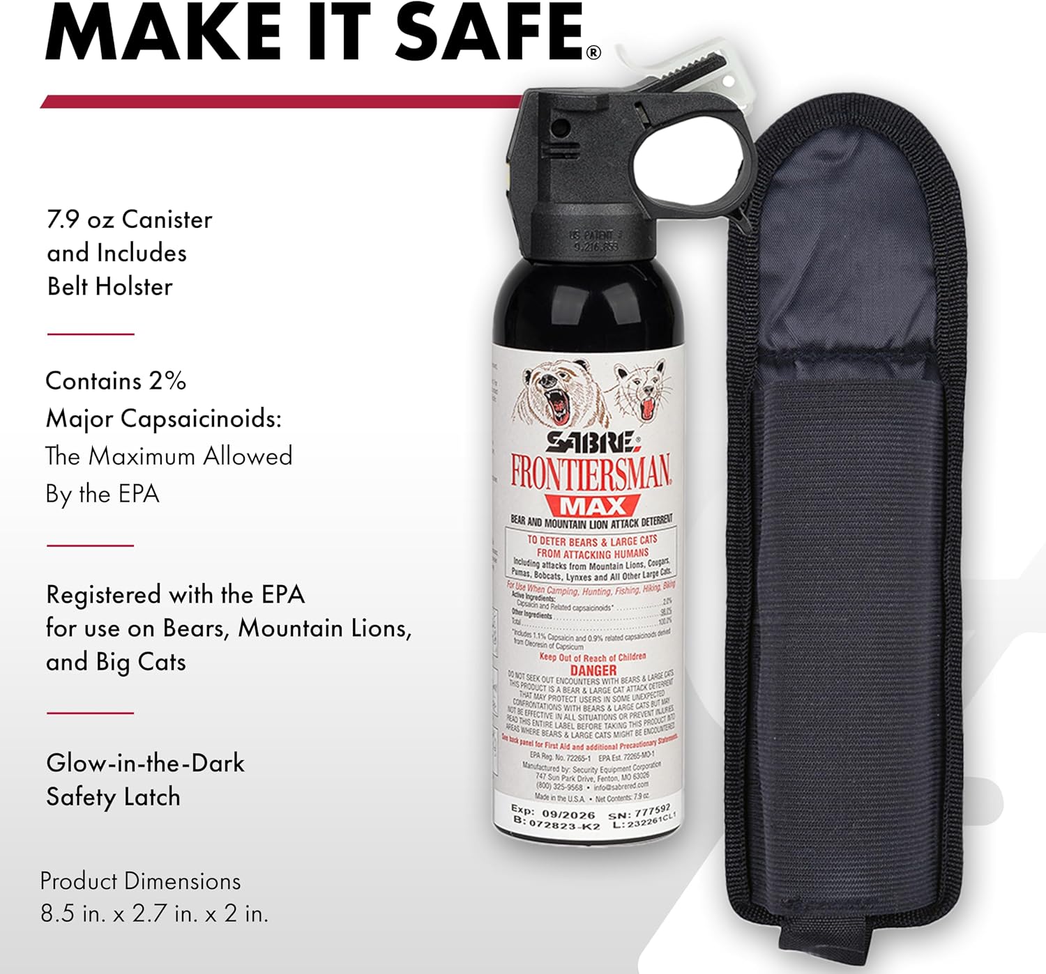 Detalle 2 de SABRE Frontiersman MAX FBADX-04-BB01GN Bear Spray, 40-Foot Range