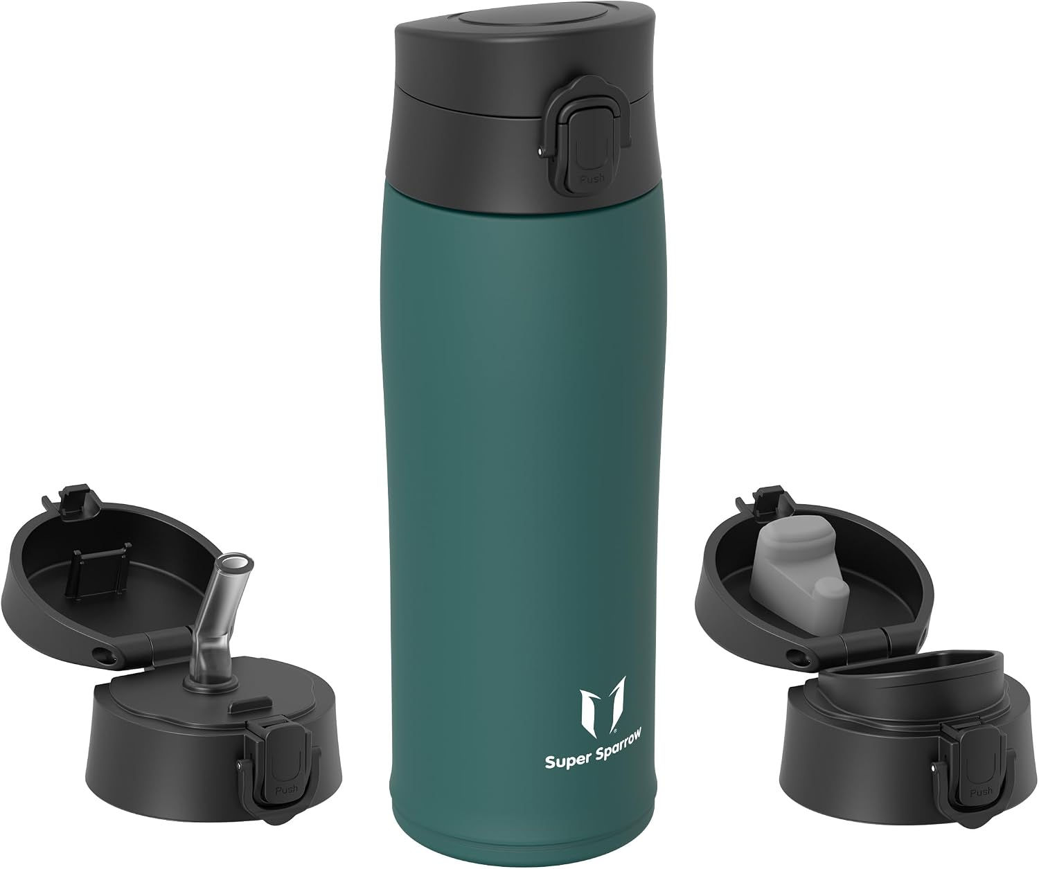 Detalle de Sparrow Botella Agua Acero Inox - 500 ml para Niños (2 Tapas)