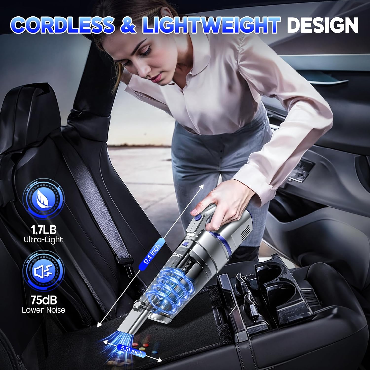 Thumbnail 6 de JONYJ Handheld Cordless Vacuum: 16000PA Power for Home, Car, and Office