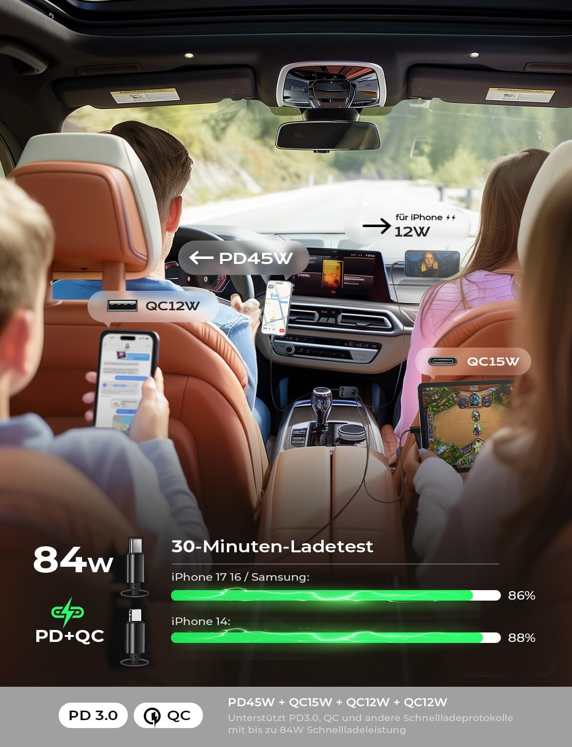 Thumbnail 2 de LISEN 75W Zigarettenanzünder USB‑C Auto‑Ladegerät ⛽