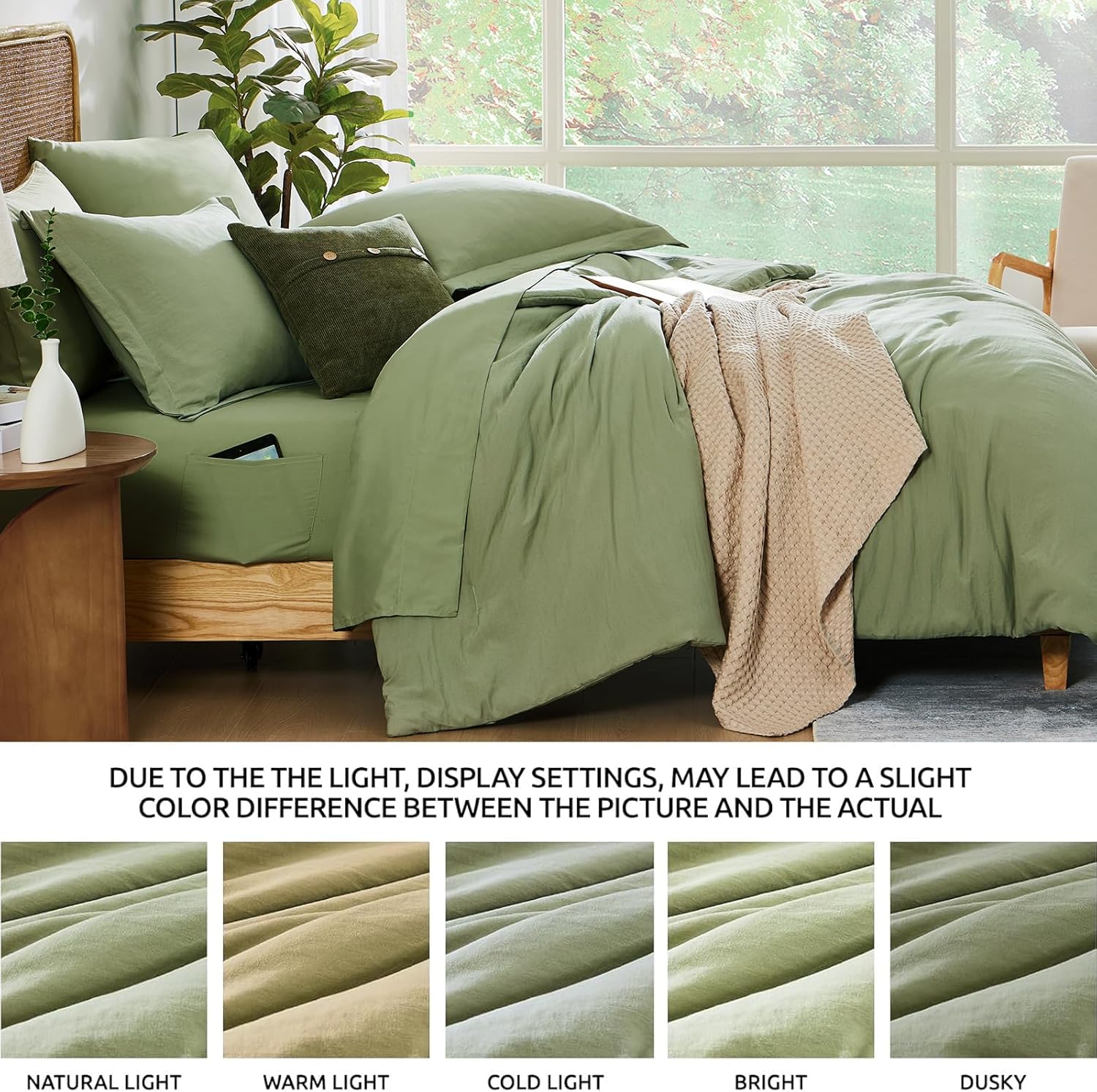 Thumbnail 5 de WRENSONGE Queen Comforter Set 7-Piece Sage Bedding