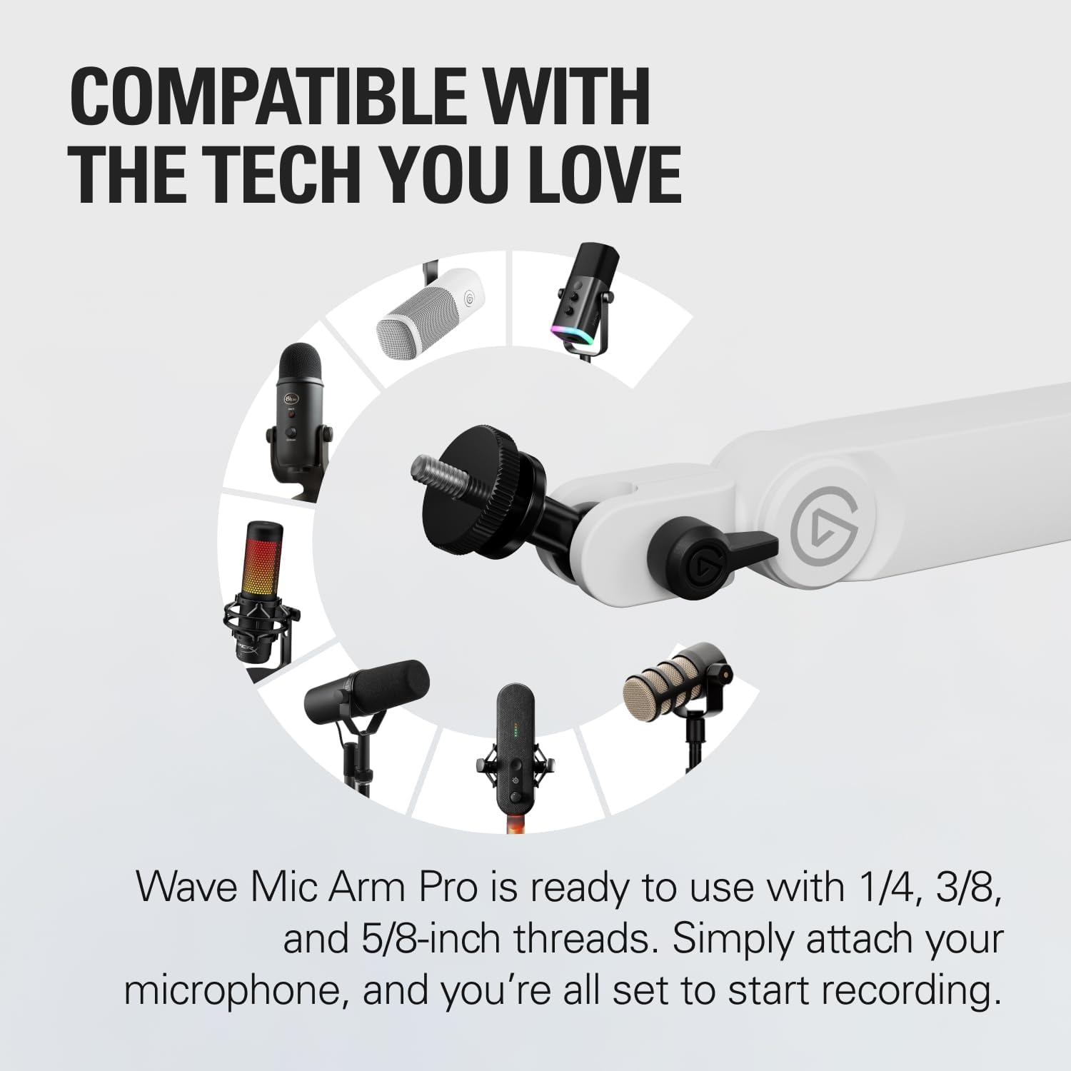 Thumbnail 2 de Elgato Wave Mic Arm Pro White: Low-Profile Gas-Spring Microphone Arm