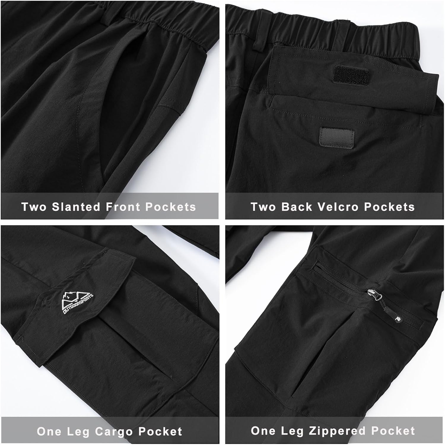 Detalle de JHMORP Women's Hiking Cargo Pants, Lightweight Stretch, Water-Resistant, UPF 50+