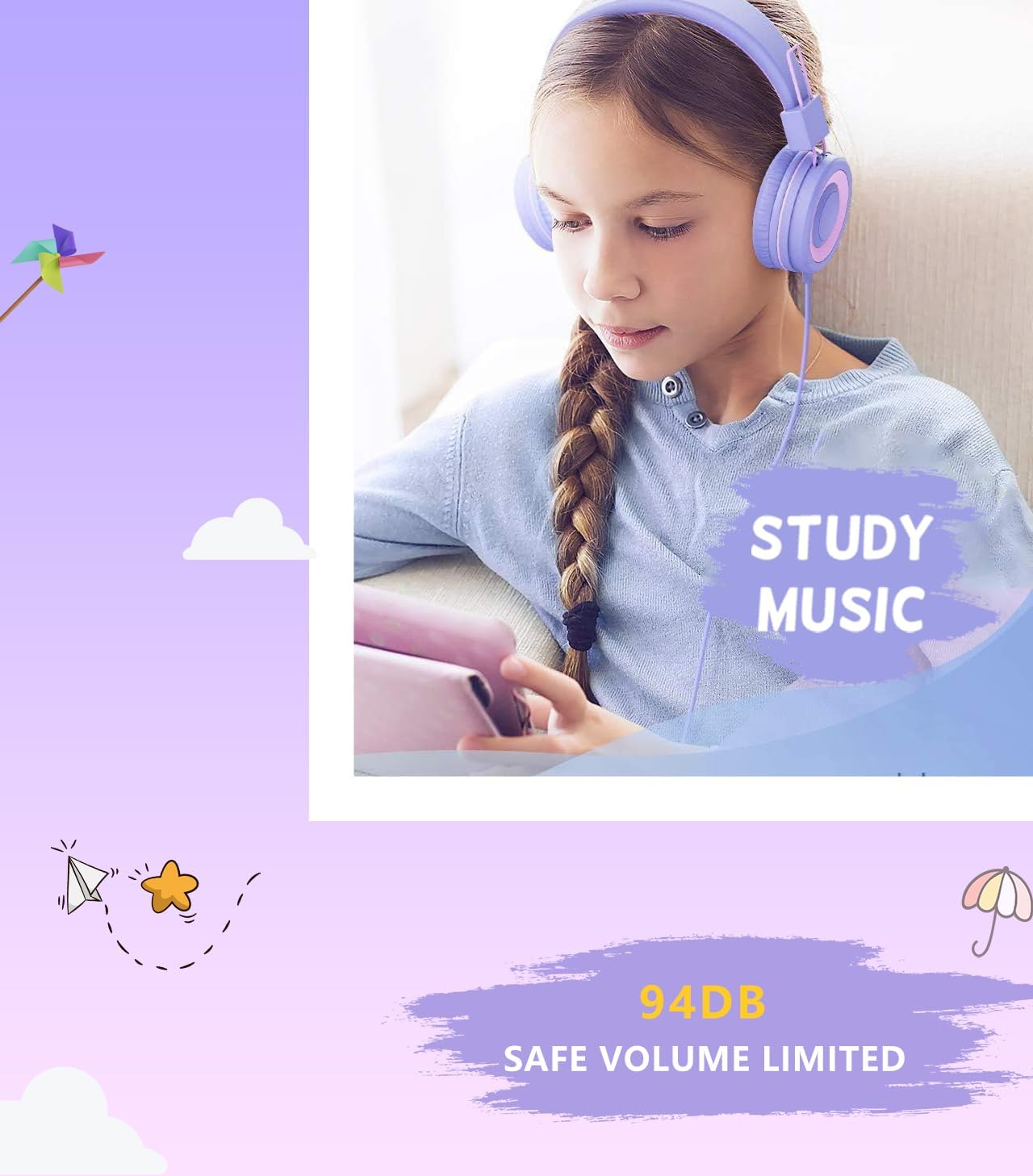 Thumbnail 3 de Bywulanda Upgrade USB-C Kids Headphones 94dB