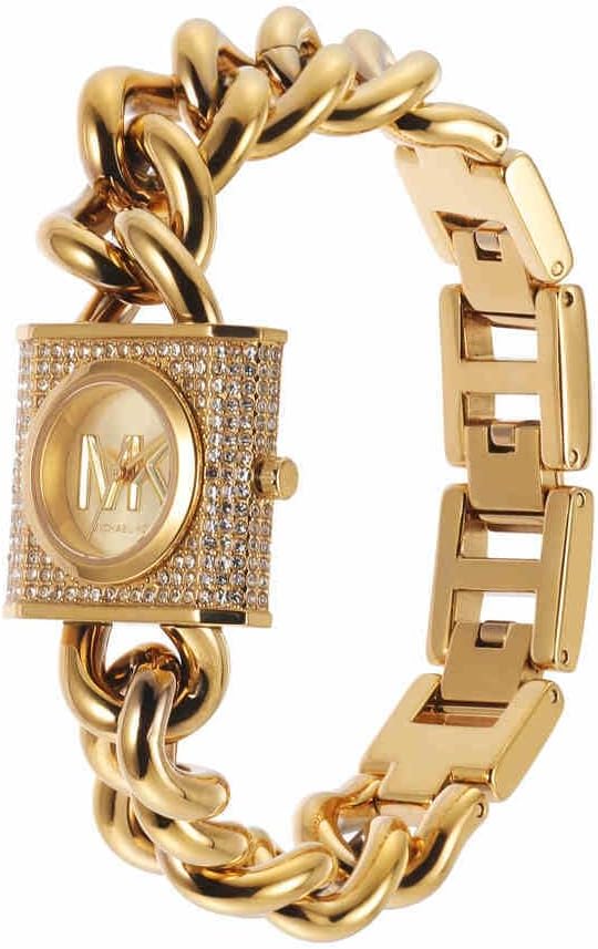 Thumbnail 2 de Michael Kors Orologio da donna MK Chain Lock – Cassa rettangolare in acciaio inox dorato