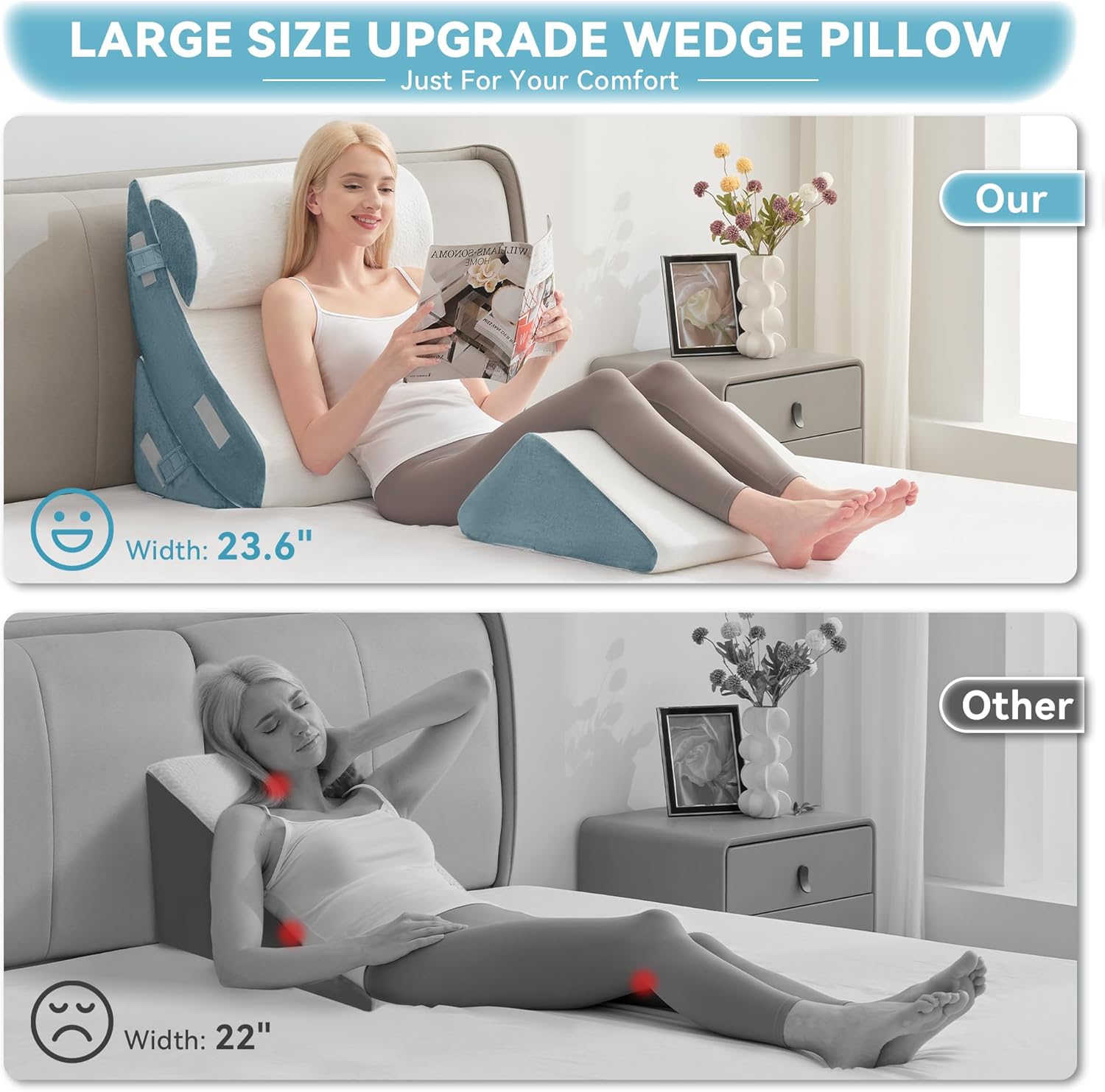 Detalle de Kingfun 4-Pc Orthopedic Wedge Pillow Set ⚙