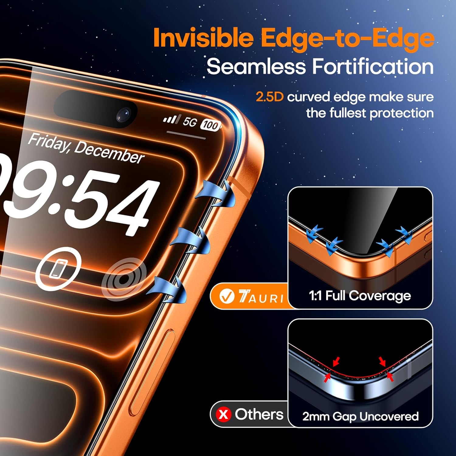 Thumbnail 4 de TAURI Designed for iPhone 17 Pro screen protector – 2-pack 9H tempered glass + dust-free installation tool