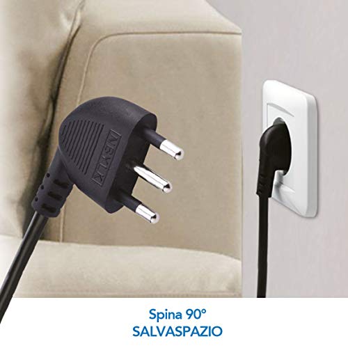 Detalle de Electraline 62019 Multipresa 9 Posti 3 Polivalenti + 6 Bivalenti, Nero, 1,5 m