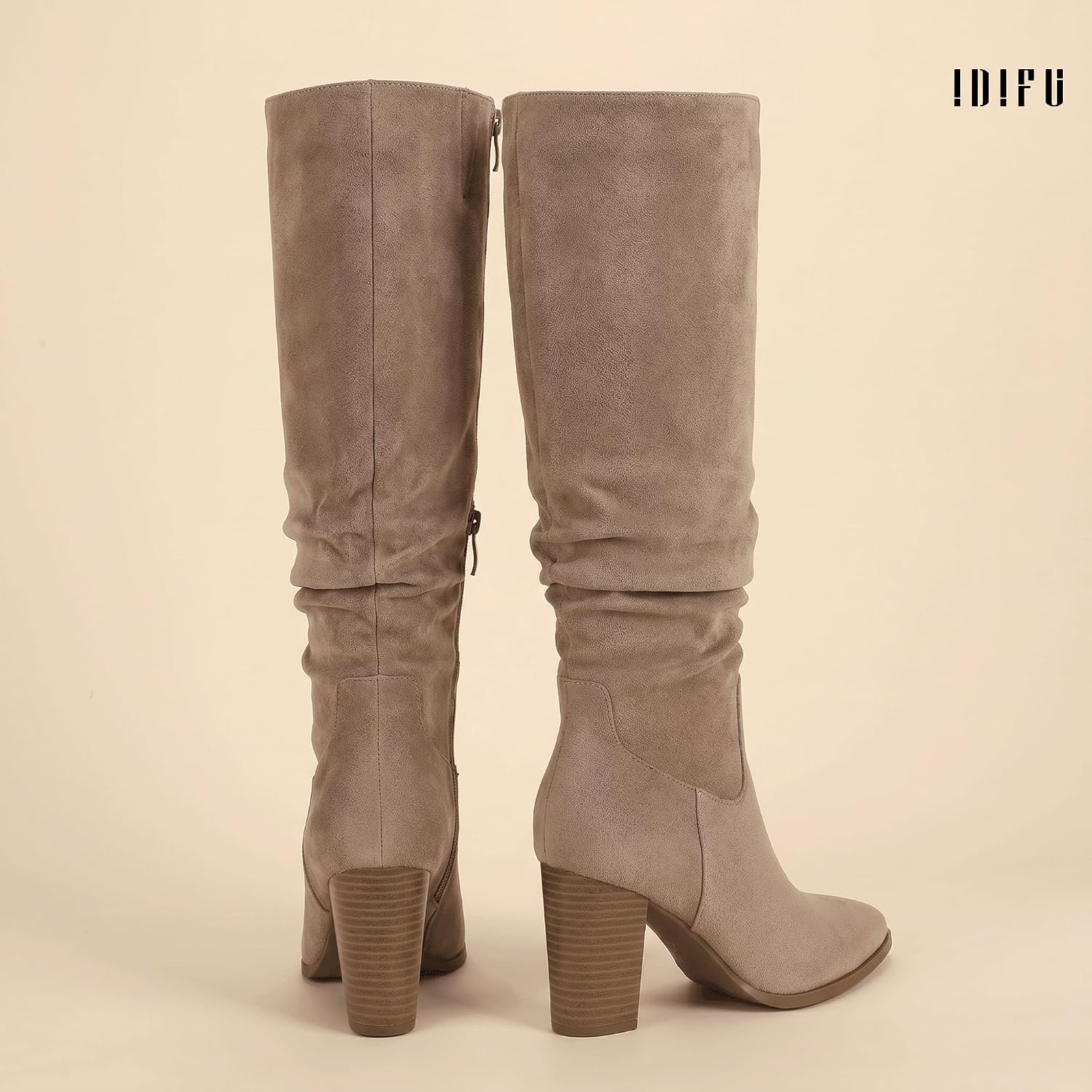 Detalle 1 de IDIFU Women's Knee-High Boots, Faux Suede