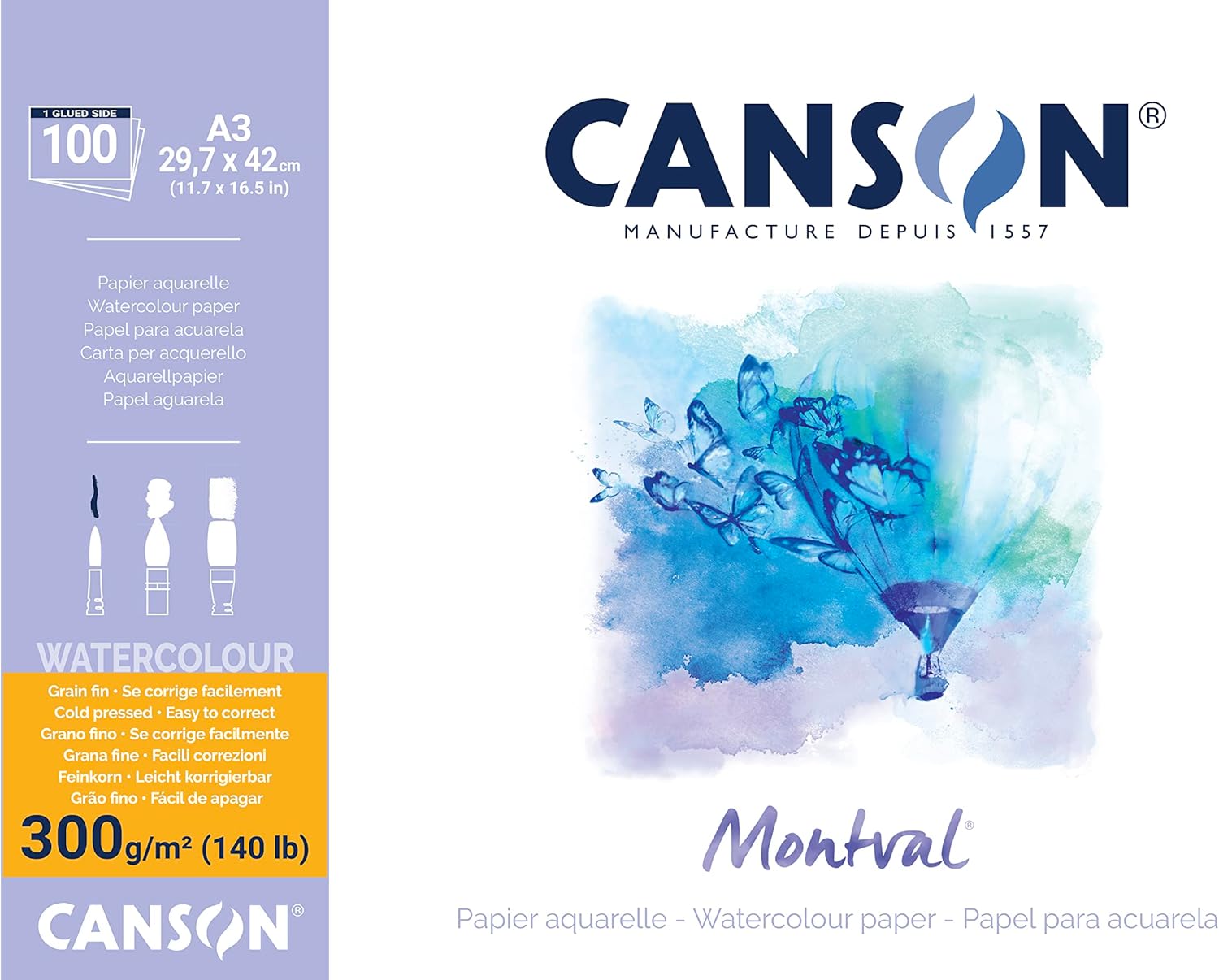 Thumbnail 1 de Canson Montval — Bloc de papier aquarelle grain fin 100 feuilles (24 x 32 cm, 200 g/m²)