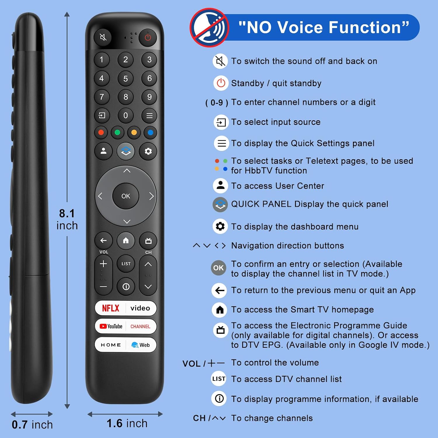 Thumbnail 6 de Universal TCL Remote Control Replacement with 6 Shortcut Keys