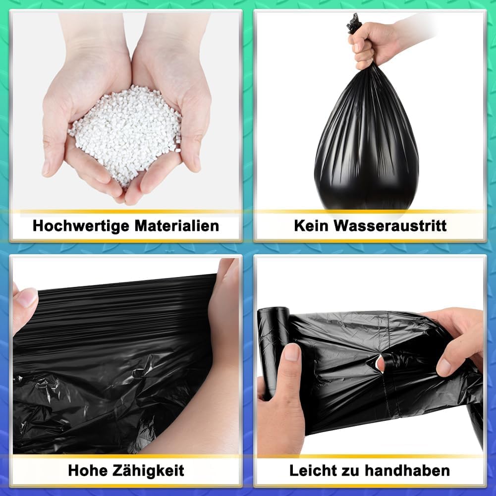 Thumbnail 1 de AOSULI Schwarz Müllbeutel 15 l – 100 kleine Müllsäcke mit reißfestem, durchstoßsicherem Design