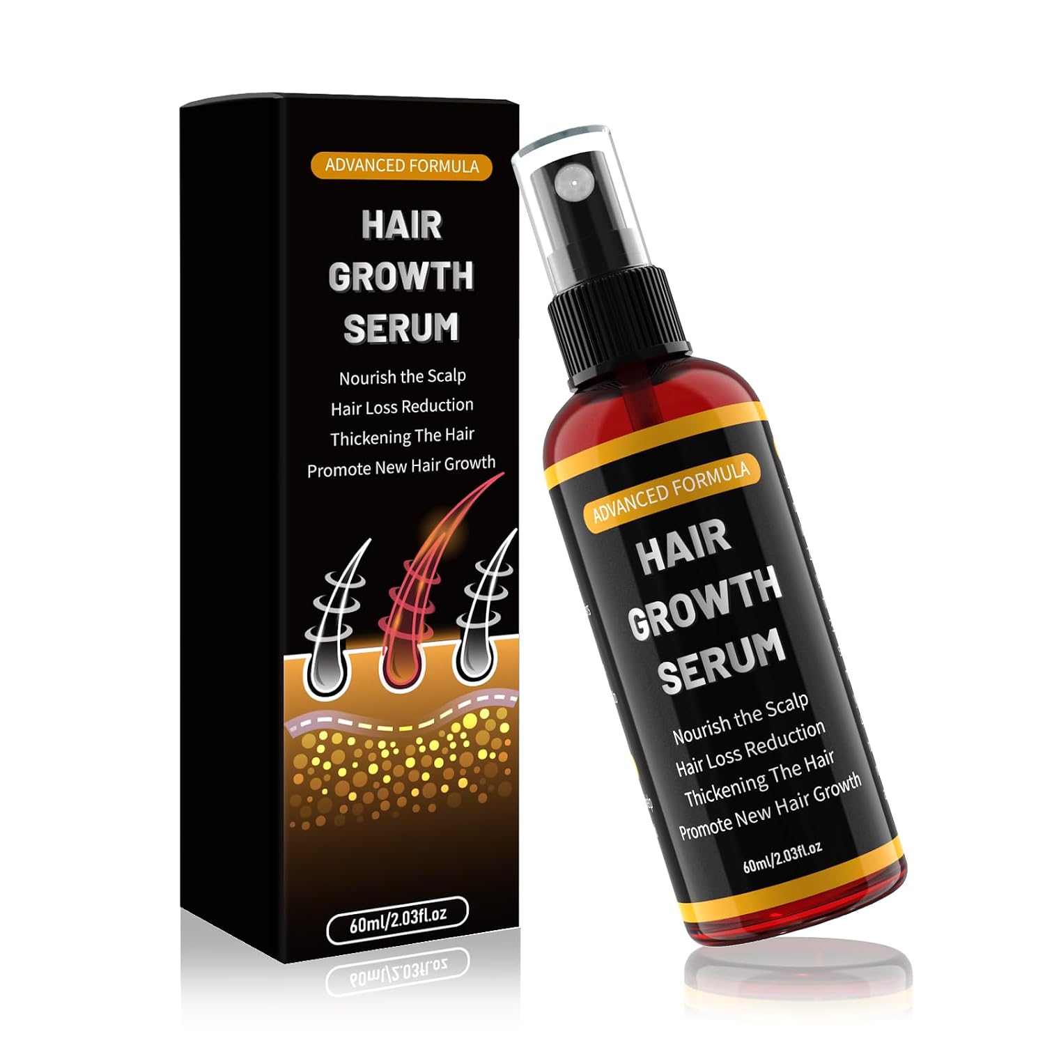 Detalle de Rouclo Hair Growth Serum Spray mit Rosmarinöl, Biotin und Rizinusöl – 60 ml