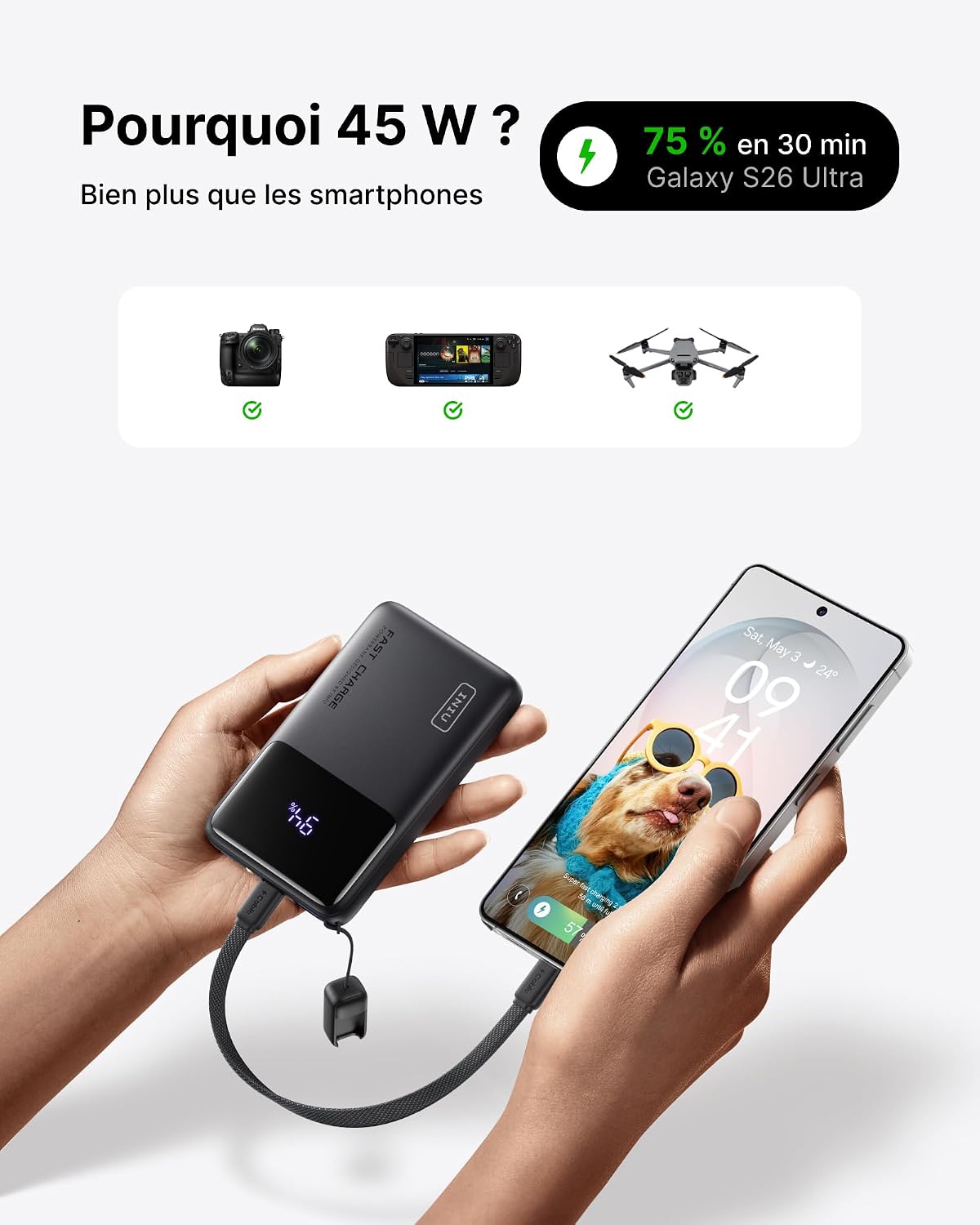 Thumbnail 1 de INIU 10000mAh Batterie Externe 45W – Puissance portable et pratique pour le quotidien