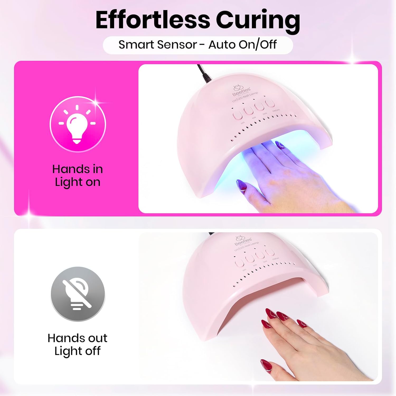 Thumbnail 3 de Beetles UV Nail Lamp (LED) with 3 Timers 30/60/120s and Smart Auto Sensor for Gel Polish, Pink