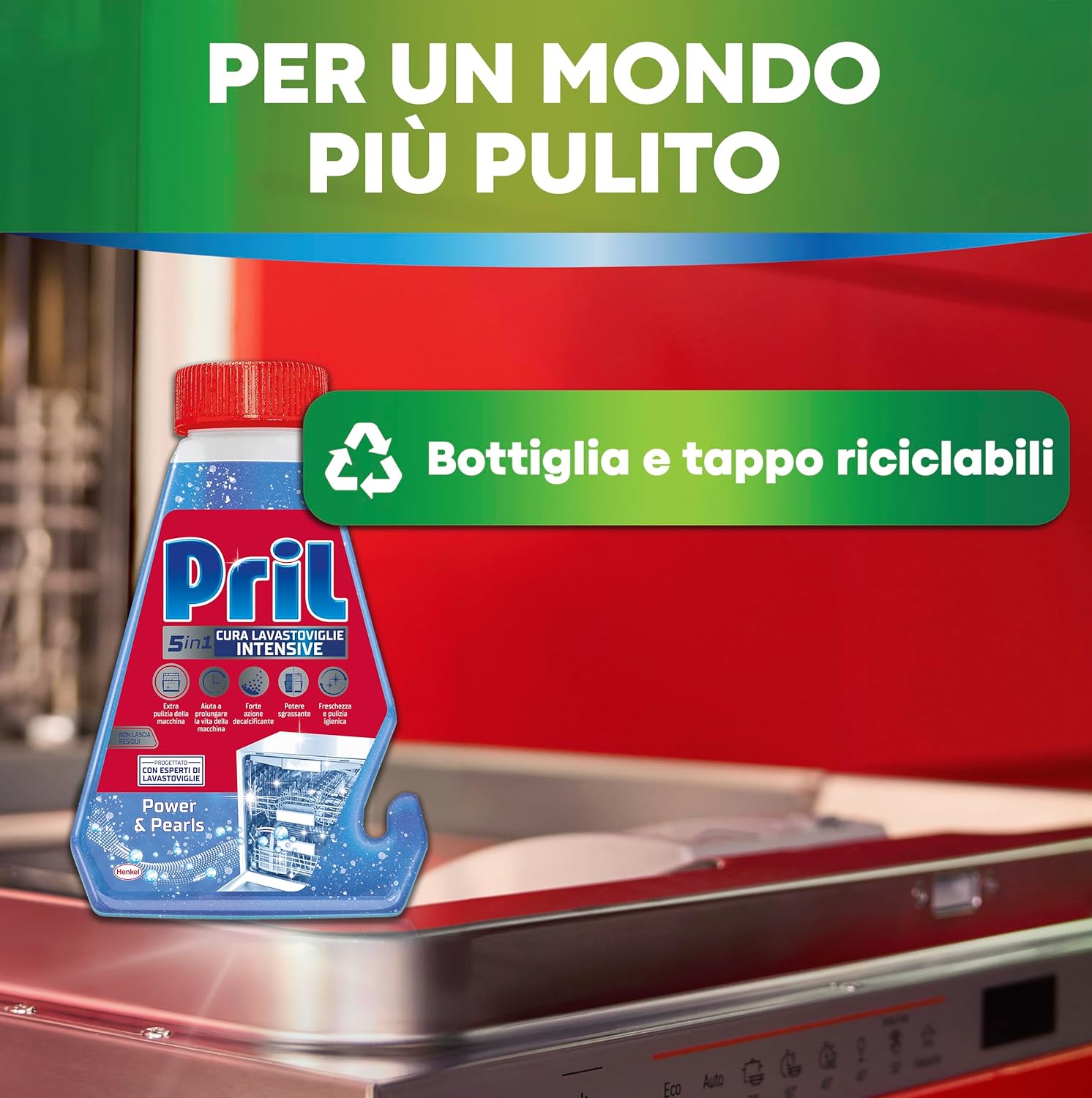 Detalle 2 de Pril 5in1 Cura Lavastoviglie Intensive – Decalcificante e detergente profondo (8 confezioni da 250 ml)