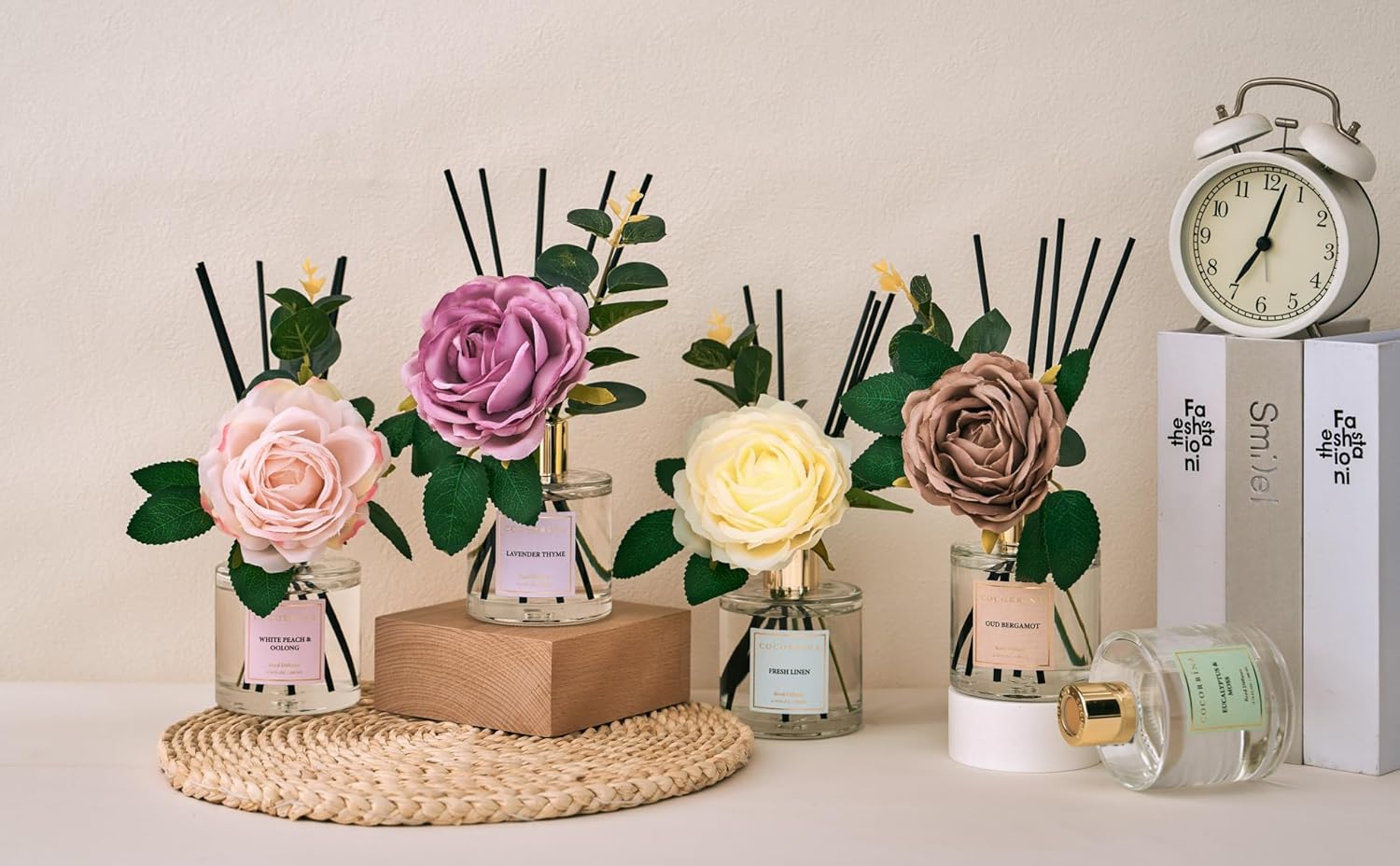 Detalle de Cocorina Reed Diffuser Set - Flower Reed Diffuser Cashmere Vanilla (6.7 fl oz, 1 pack)