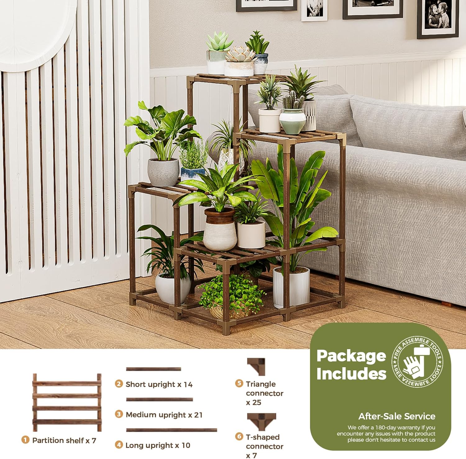 Thumbnail 4 de Bamworld 4-Tier Corner Plant Stand (Indoor/Outdoor) – Corner Shelf Plant Holder for Multiple Pots