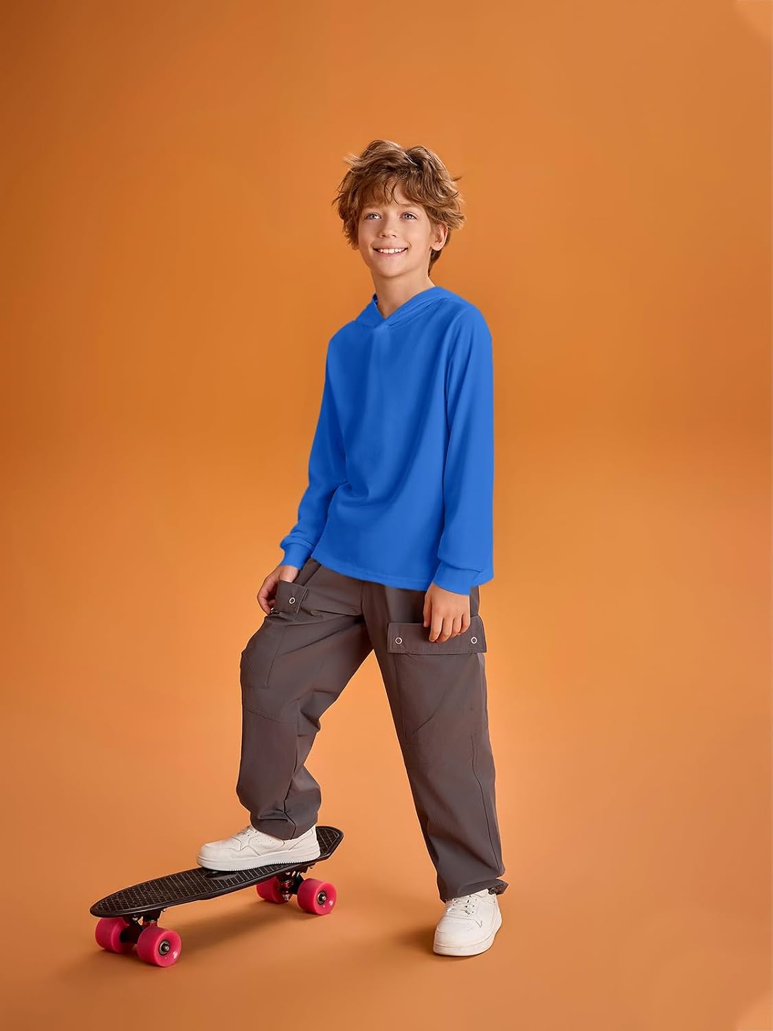 Detalle 2 de Haloumoning jongenshoodie regular fit met lange mouwen, effen, 5-14 jaar