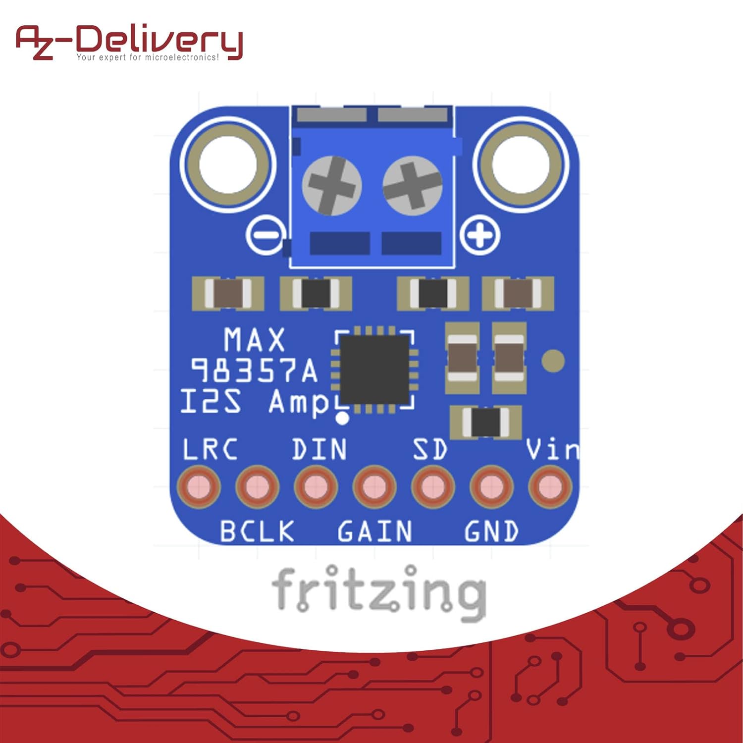 Detalle 2 de AZDelivery MAX98357A — module d’amplificateur mono I2S 3W de classe D