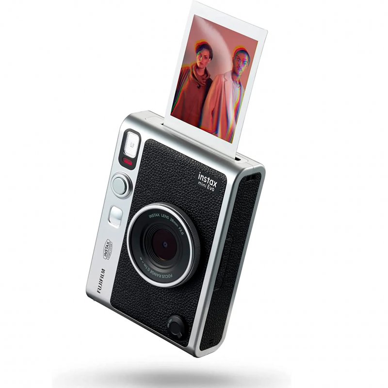 Detalle 2 de Fujifilm Instax Mini Evo: cámara instantánea híbrida en negro con 10 efectos de lente y 10 de película