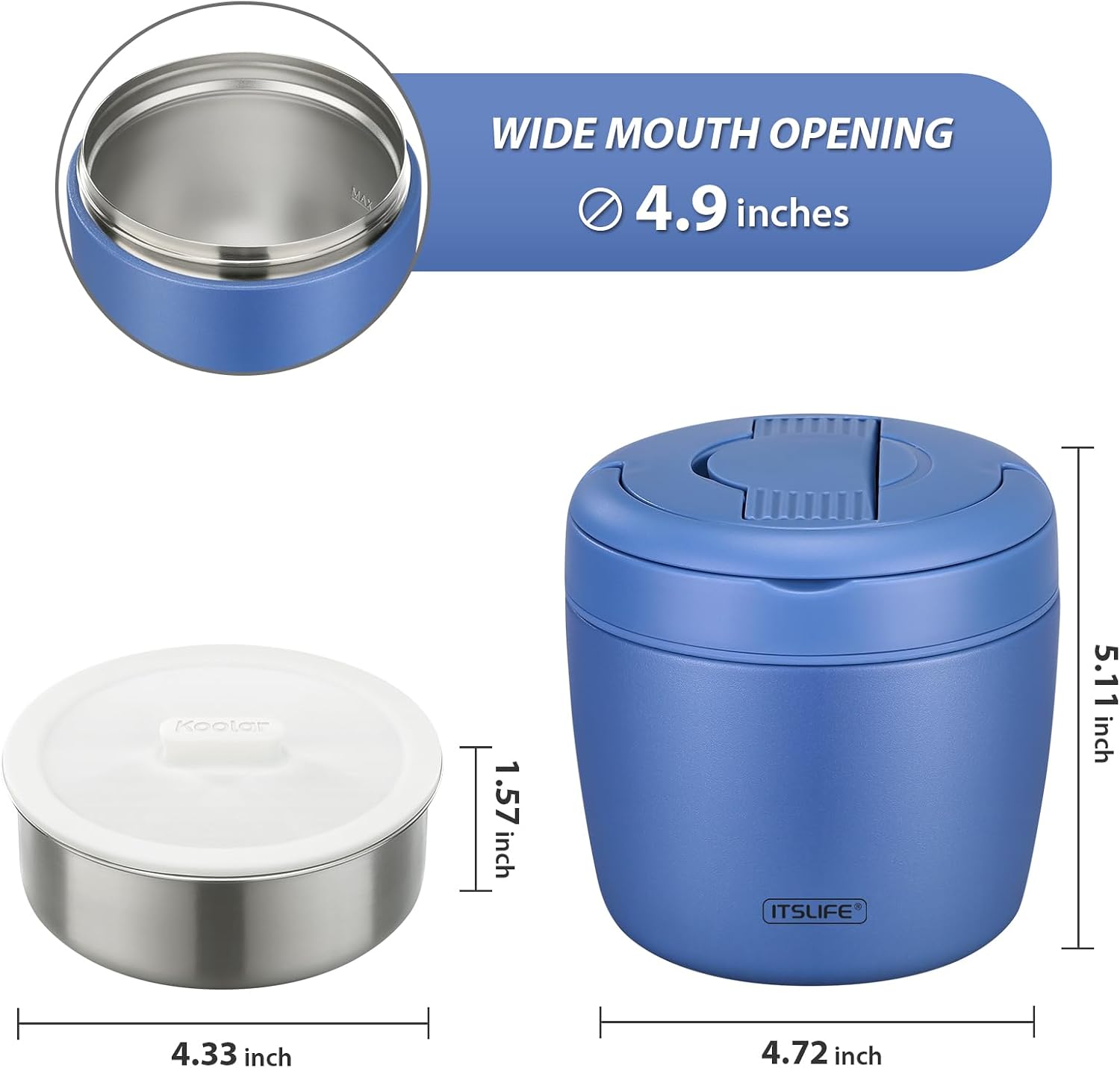 Detalle 1 de Itslife Thermobehälter 970 ml für Essen
