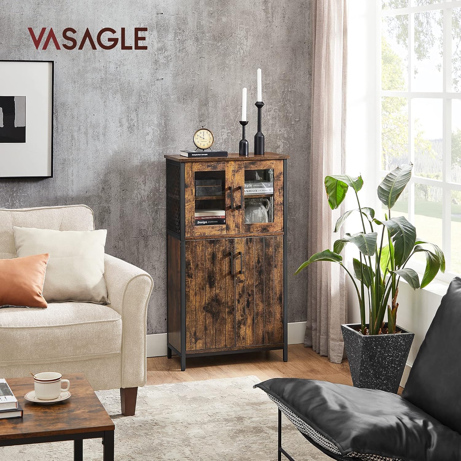 Detalle 2 de VASAGLE Armario de Almacenaje Industrial 🛠️ Marrón y Negro