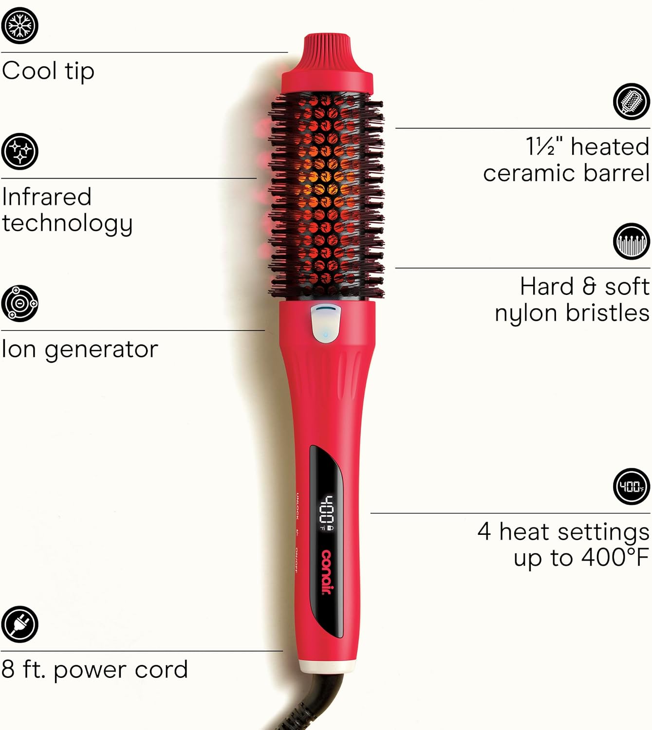 Detalle 2 de Conair Infrared Thermal Brush, 1.5-Inch Barrel