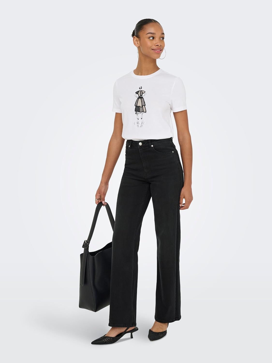 Detalle de ONLY Female Jeans mit weitem Bein ONLJUICY-WAUW in High-Waist-Passform