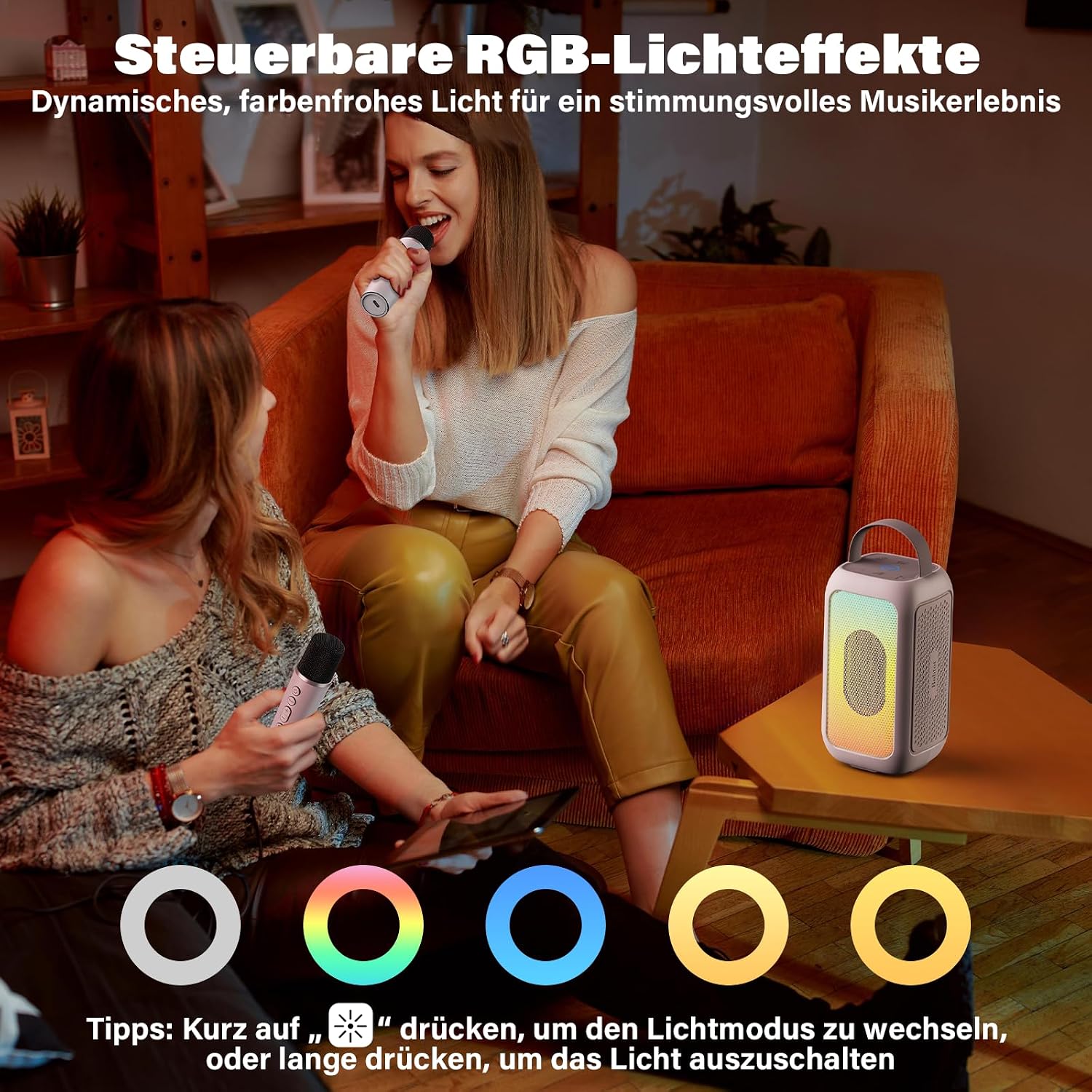 Thumbnail 6 de Bobtot Tragbarer Bluetooth-Lautsprecher mit Karaoke-Funktion – 16 Stunden Akku, Mikrofone inklusive