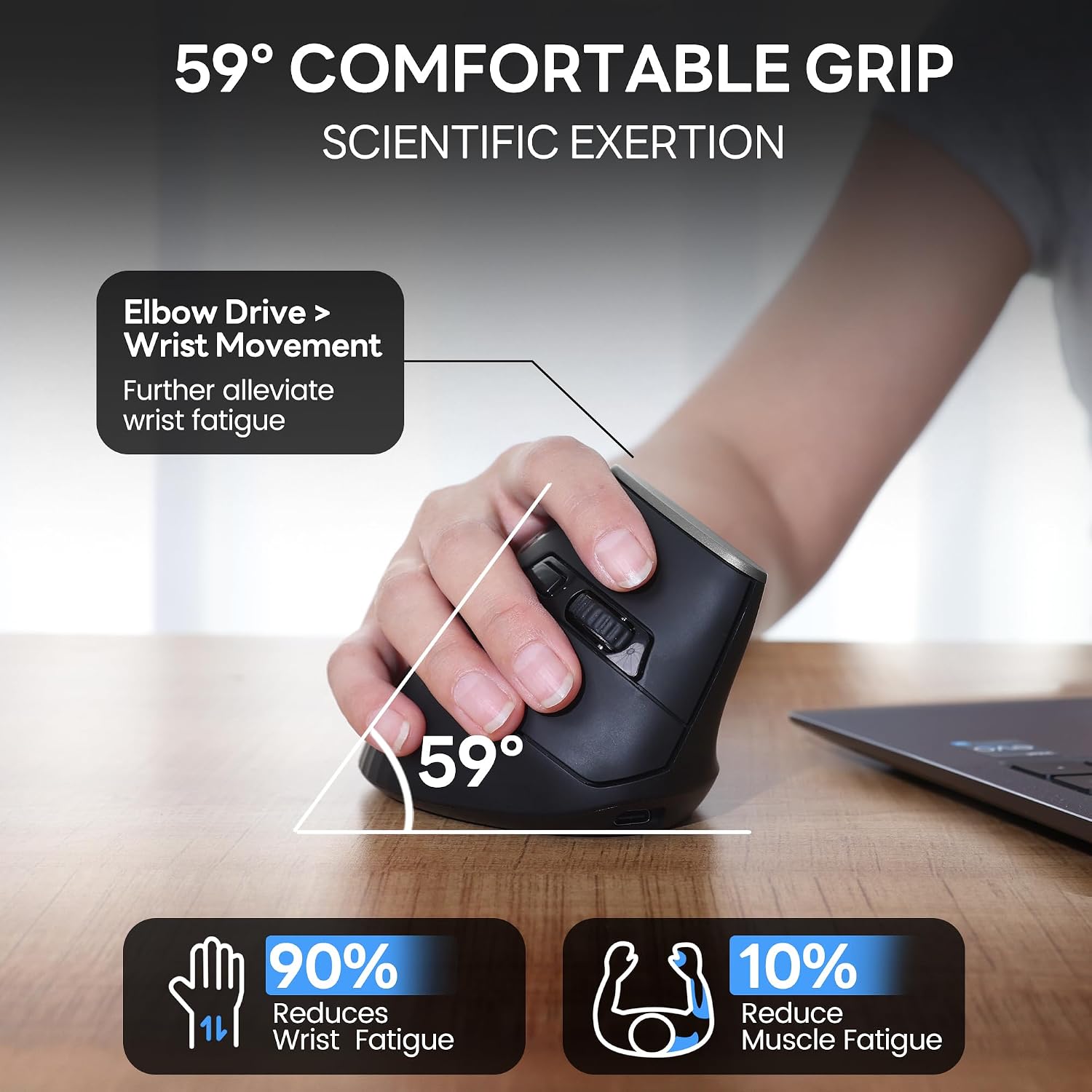 Detalle de Uineer Vertical Wireless Mouse 2.4GHz