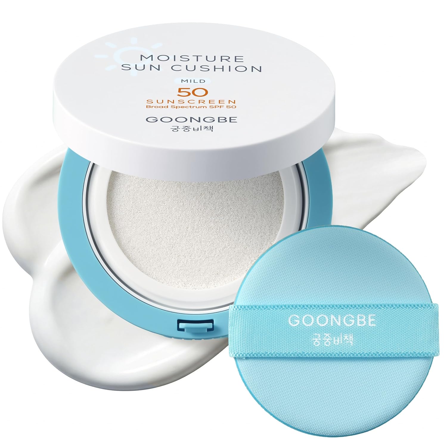 Detalle de GOONGBE Moisture Sun Cushion Mild SPF 50 — Mineral Zinc Oxide Sunscreen (0.81oz) in Travel-Friendly Cushion