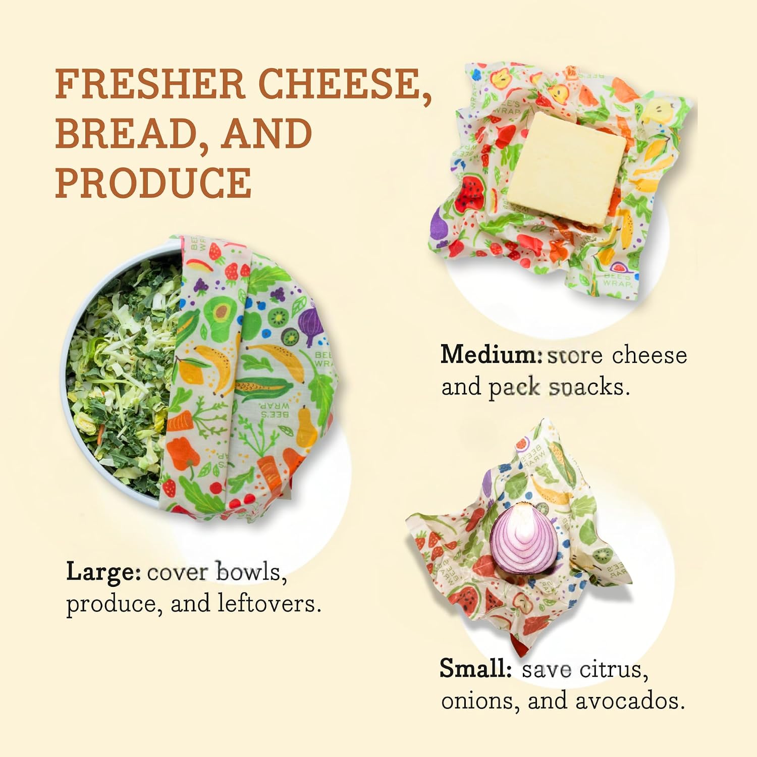 Detalle 1 de Bee's Wrap Beeswax Food Wraps 3-Pack