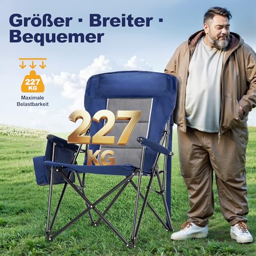 Detalle 2 de LET'S CAMP Luxus Campingstuhl Faltbar – bis 230 kg, Blau