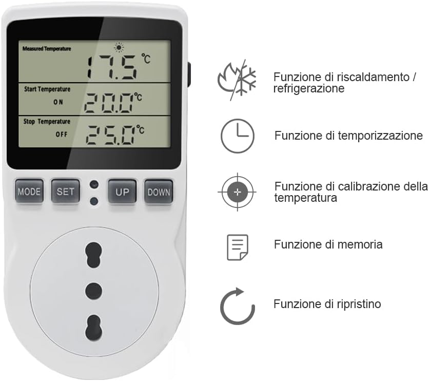 Detalle 2 de KT3100 Termostato digitale per terrario 230V 16A 🌡