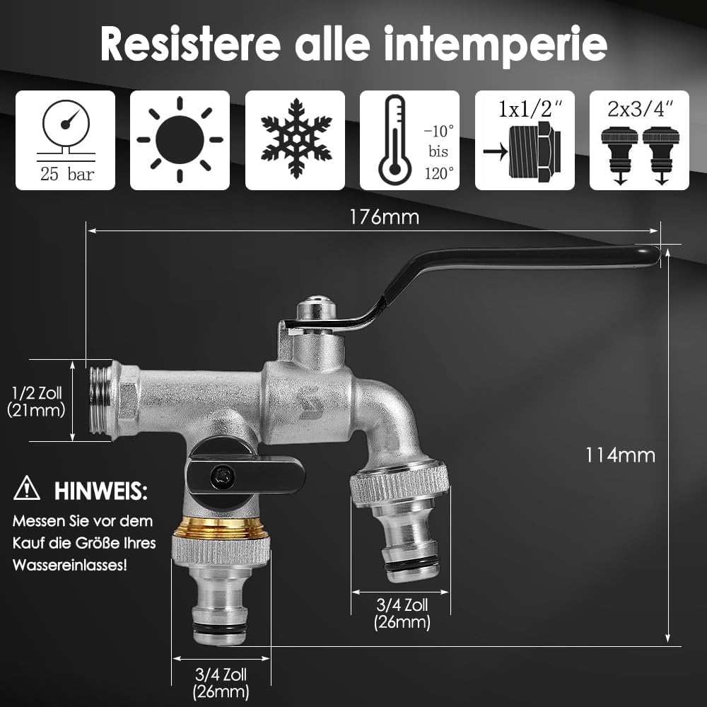 Thumbnail 3 de SPGOOD SPGOOD Garten Wasserhahn 1/2 Doppel Messing