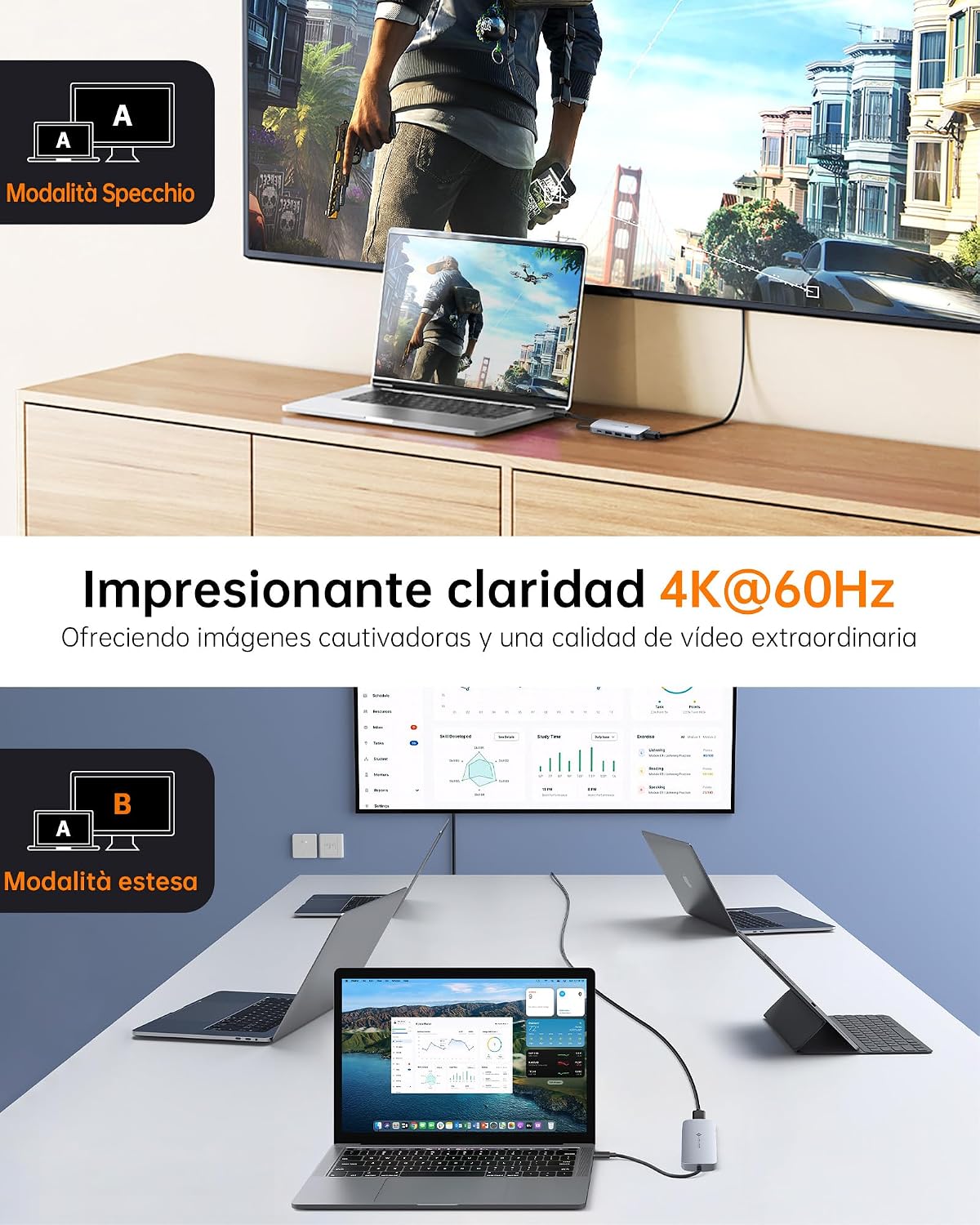 Detalle 1 de NOVOO Hub USB C 9 in 1 4K 60Hz