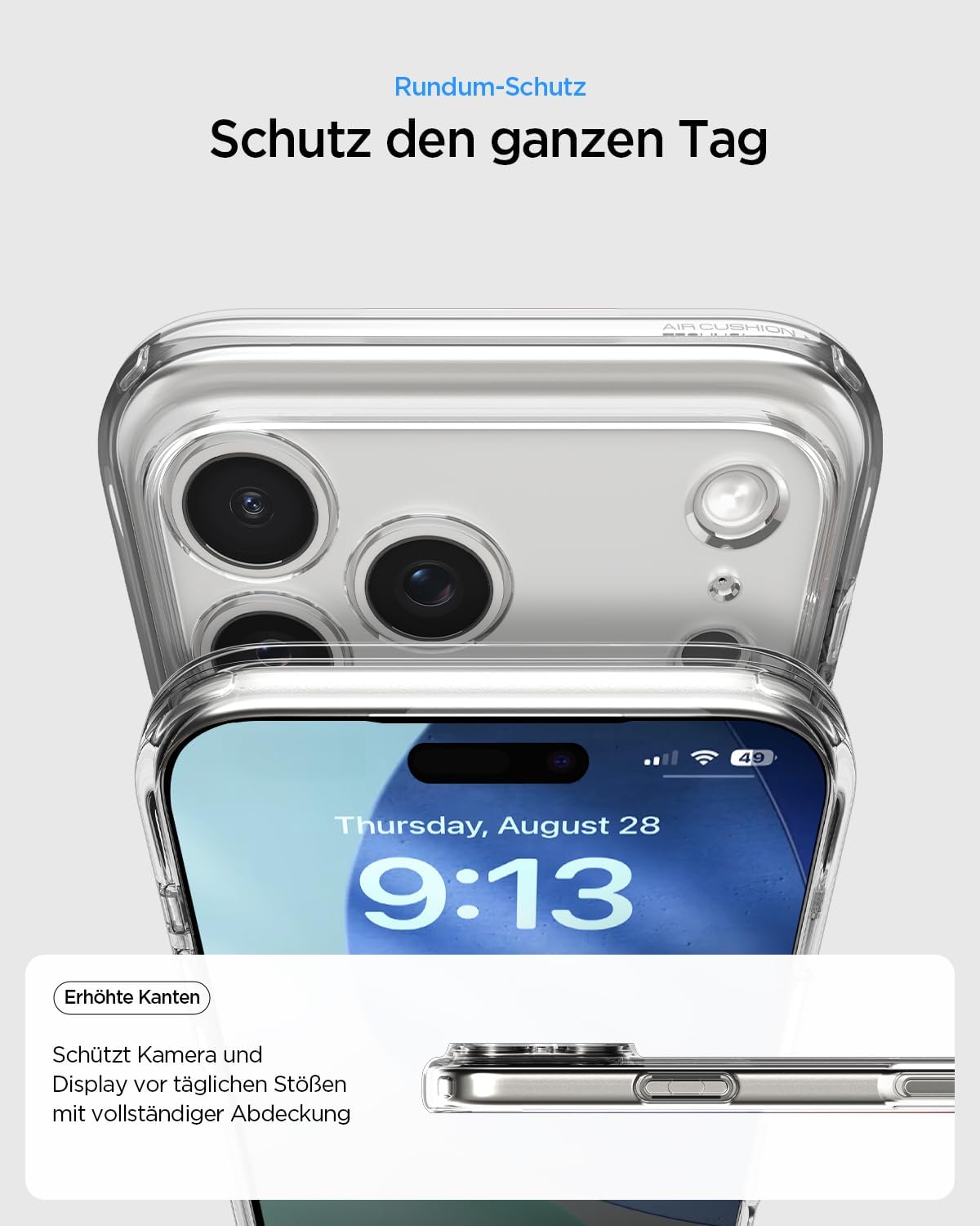 Detalle de Spigen Ultra-Hybrid Schutzhülle für iPhone 17 Pro Max – kristallklar, vergilbungsresistent, mit Air Cushion